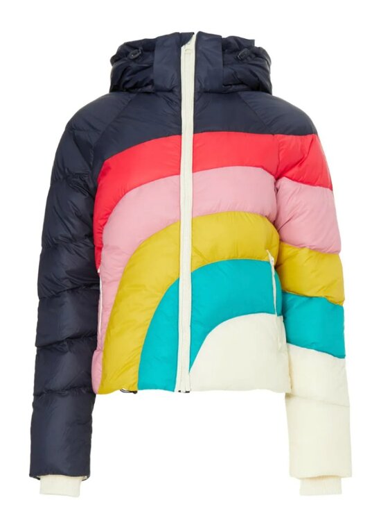 Marine Layer Jackets & Blazers - Marine Layer Archive Apres Puffer Jacket in Navy Rainbow Wave Small